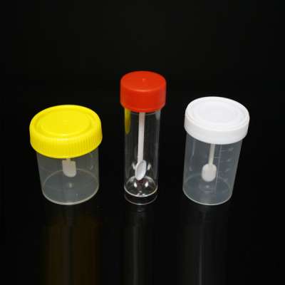 medical supply   screw cap 30ml 60ml  plastic disposable fecal  specimen stool sample collection cup containers with spoon